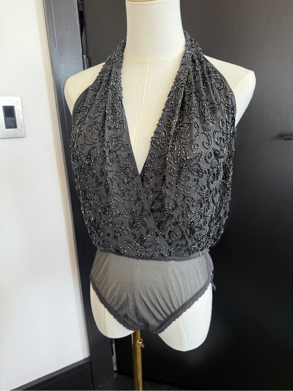 Emanuel Ungaro Luxury black sequin bodysuit